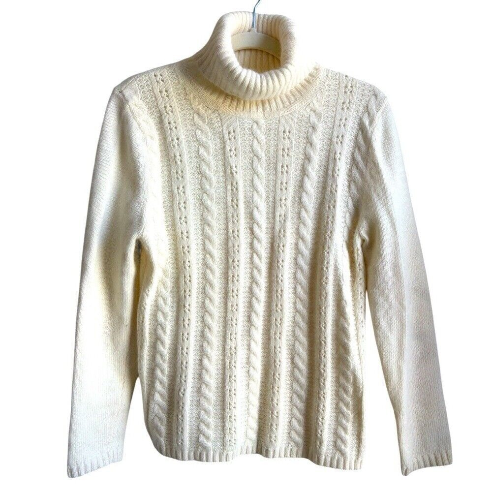 Vintage - White Stag Cable Knit Angora Blend‎ Sweater - Size Small - Cream